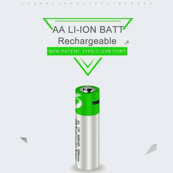 USB Type-C Fast Charging 2600mAh Rechargeable Battery AA 1.5V (4 piece Battery)