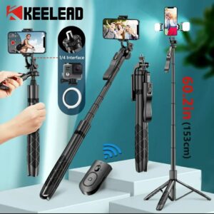 Long Video Stand Cum Selfie Stick Tripod with Remote