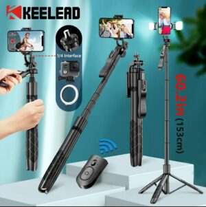 Long Video Stand Cum Selfie Stick Tripod with Remote