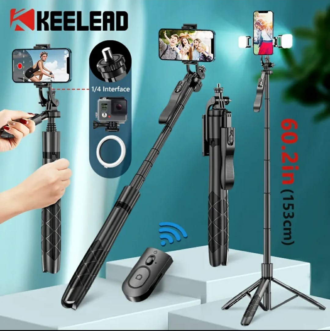 Long Video Stand Cum Selfie Stick Tripod with Remote