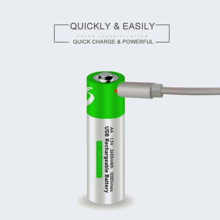 USB Type-C Fast Charging 2600mAh Rechargeable Battery AA 1.5V