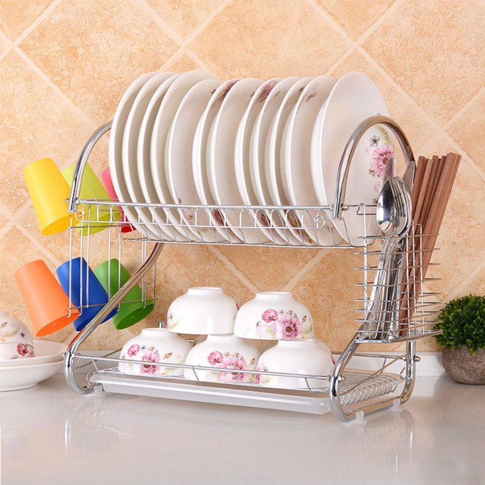 2 Layer Dish Drainer Stainless Steel Rack